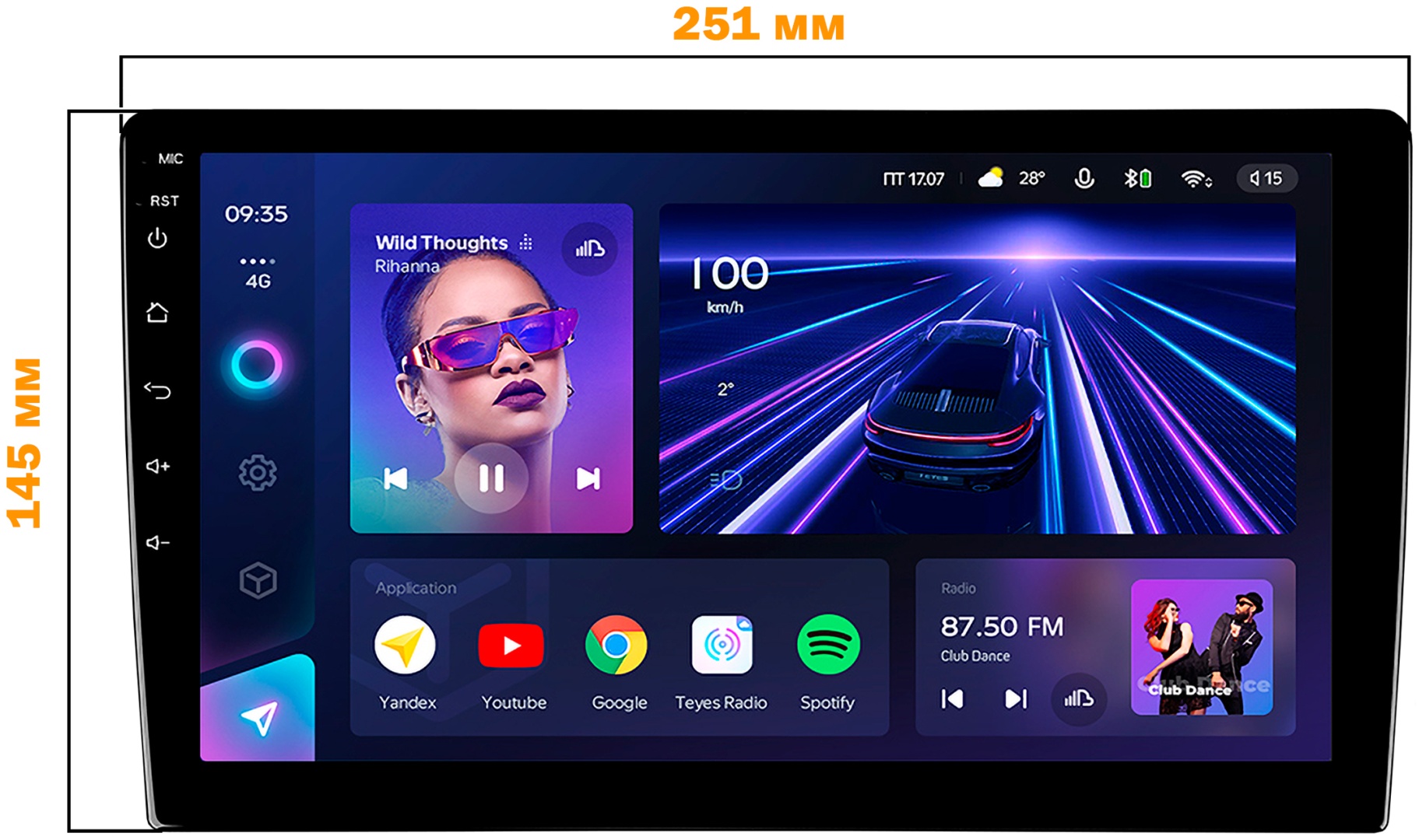 10 core 2 DIN универсальная