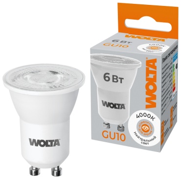 Wolta 6W GU10, светодиодная, нейтральный белый