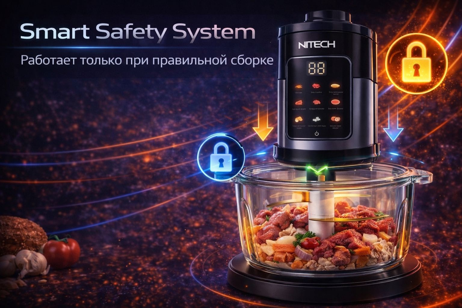 Кухонный измельчитель Nitech 2024 черный