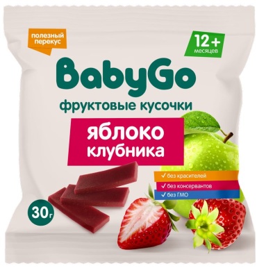 BabyGo фруктовые кусочки яблоко, клубника 30 г