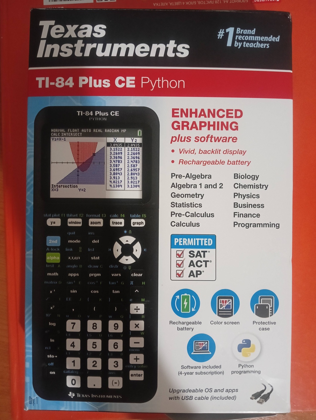 Texas Instruments TI -84 Plus CE Python, 10-разрядный, черный