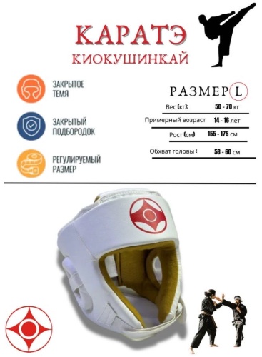 Шлем SHINKYOKUSHINKAI KK-50 белый L