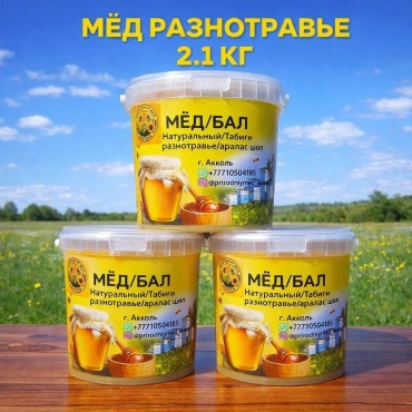 Природный мед Акколя мед разнотравный 3 шт по 700 г