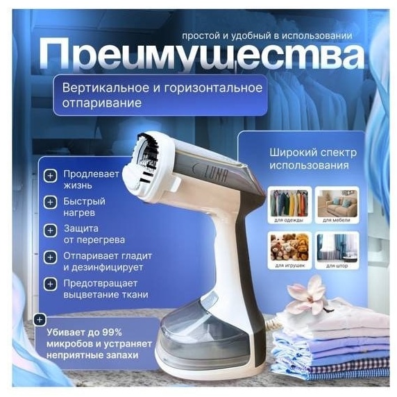 Утюг LU-010 белый, синий