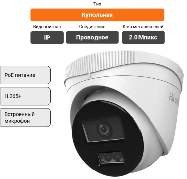 HiLook камера видеонаблюдения IPC-T220HA-LU, 2 Мпикс расширение 1920x1080