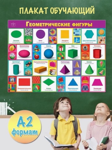 Плакат Праздник Геометрические фигуры, A2, картон