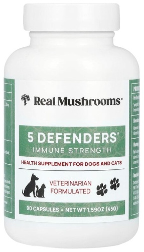 REAL MUSHROOMS 5 Defenders добавка в корм для иммунитета для собак и кошек 90 капсул