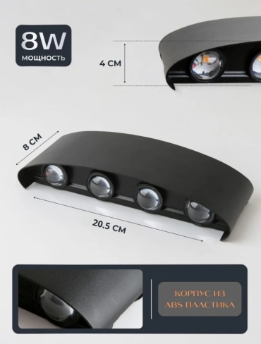 Бра настенный LOBRUN LED, черный