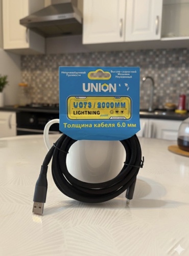 Кабель Union USB 2.0 (M), Lightning (M), 2 м, черный