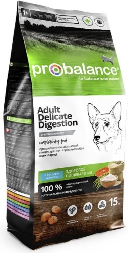Корм Probalance Adult Delicate Digestion с лососем и рисом для взрослых 15 кг