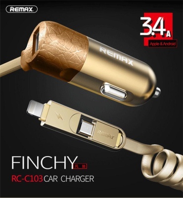 Зарядное устройство Remax RCC103 Lightning, micro USB 17 Вт золотистый