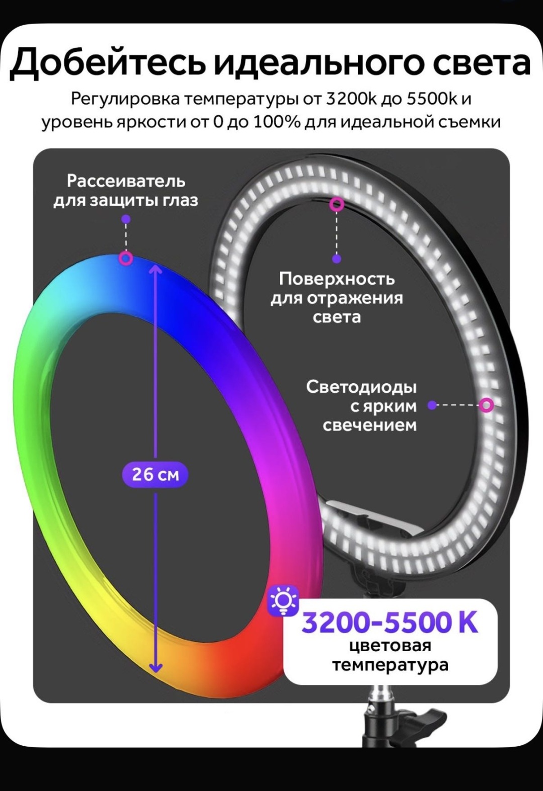 Кольцевая лампа RGB- MJ26