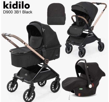 Коляска универсальная 3 в 1 Kidilo Kidilo, черный