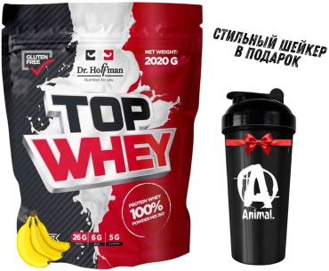 Протеин Dr.Hoffman Top Whey + Шейкер банан 2020 г