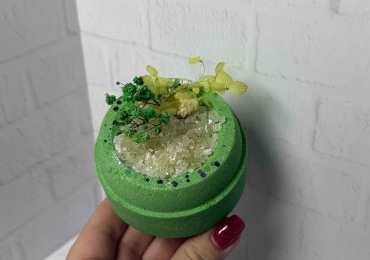Bath_cosmetics_kz Чаша с солью зеленая бомбочка 200 г