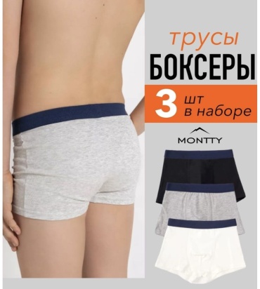 Боксеры MONTTY черный, серый, белый