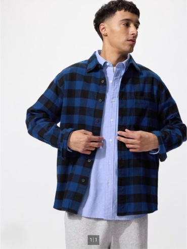 Рубашка свободного кроя Uniqlo черный, синий