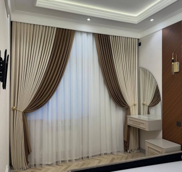 Комплект 300x270 см 3 шт, бархат, золотистый, коричневый