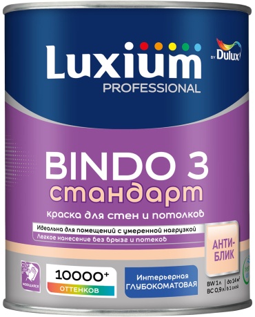 Luxium водно-дисперсионная Bindo 3 BC 0.9 л, бесцветный/прозрачный цвет
