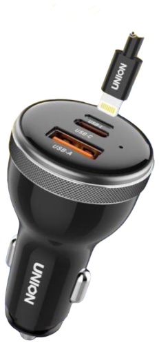 Зарядное устройство Union BL911 Lightning, USB Type-C, USB черный