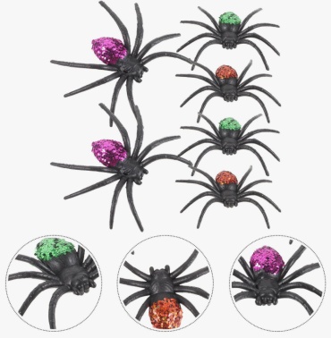 Декорация для праздника Halloween Паук с блестками 6шт. 6 шт