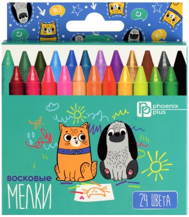 Мелки восковые КОТ И ПЕС (24 цвета)