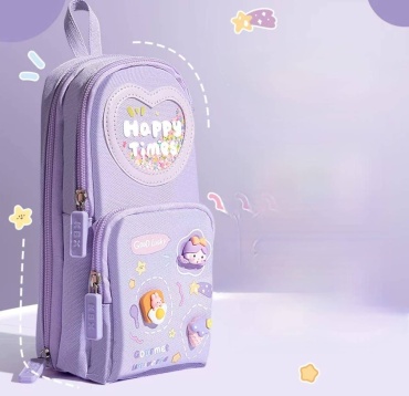 Пенал Happy times, застежка молния, сиреневый