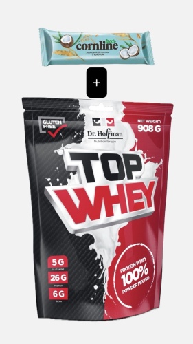 Протеин Dr.Hoffman Top Whey Капучино + батончик Cornline нейтральный 908 г