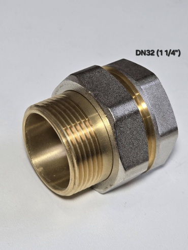 Разъемное соединение (американка)DN32 (1 1/4") , латунь никелированная, 1 шт
