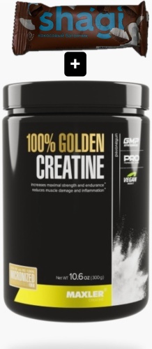 Креатин Maxler 100% Golden Creatine + батончик Shagi 300 г