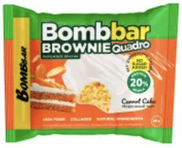BombBar печенье Brownie Quadro морковный тортик 1 шт