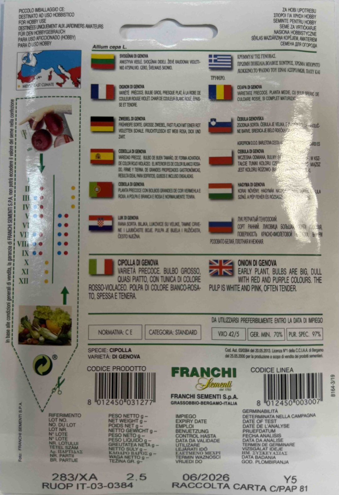 Franchi лук репчатый Rossa Genova