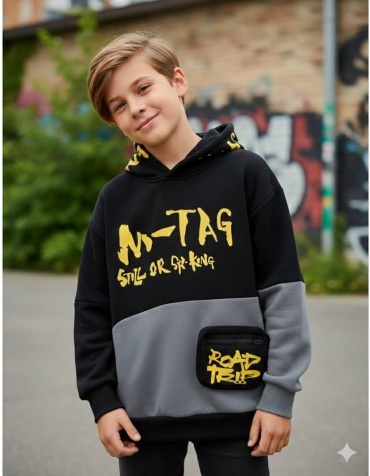Толстовка QDDN.kids черный, серый