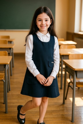 Школьное платье сарафан синий