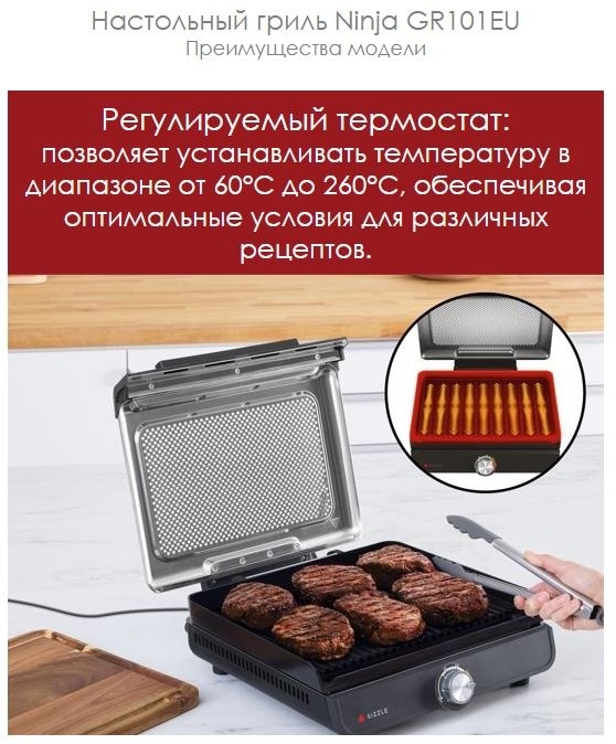 Гриль Ninja Sizzle GR101EU черный