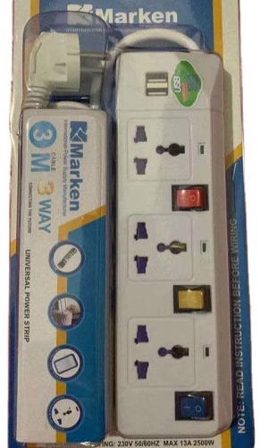 Сетевой фильтр Marken BR/USB-2, 3 м