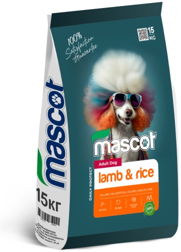 Корм Mascot Ягненок с рисом для взрослых всех пород 15 кг
