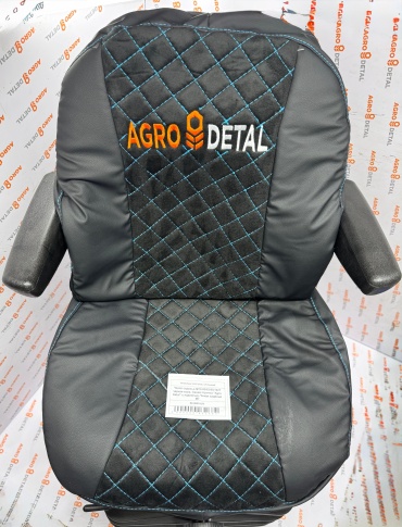 AGRO DETAL Чехол сиденья МТЗ-80/82/95/1221 черная кожа, Синяя строчка "Agro Detal" Чехол сиденья МТЗ Агро Деталь