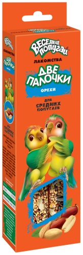 Лакомство Веселый попугай 4607072122416 две палочки орехи для средних попугаев 70 г