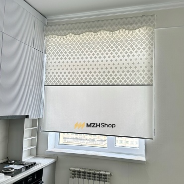 Жалюзи горизонтальные MZH shop 120x160 см Дуэт тюль ромбик160 серебро, ткань