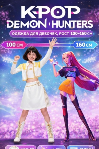 Костюм ROLLA Кейпоп-охотницы на демонов KPop Demon Hunters белый, золотистый
