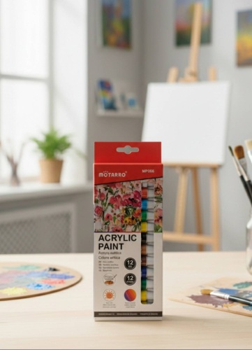 Краски Акриловые Motarro Acrylic Paint 12 цветов 12 шт 12 мл