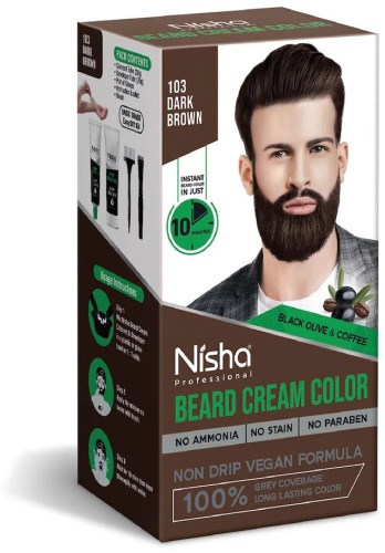 Nisha Темно-коричневая краска для бороды 60г+60г крем 120