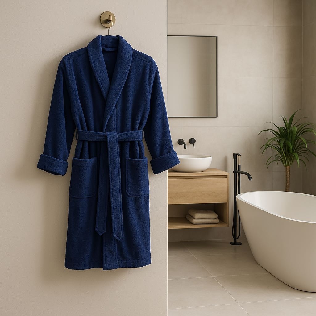 Махровый халат Selvi home синий