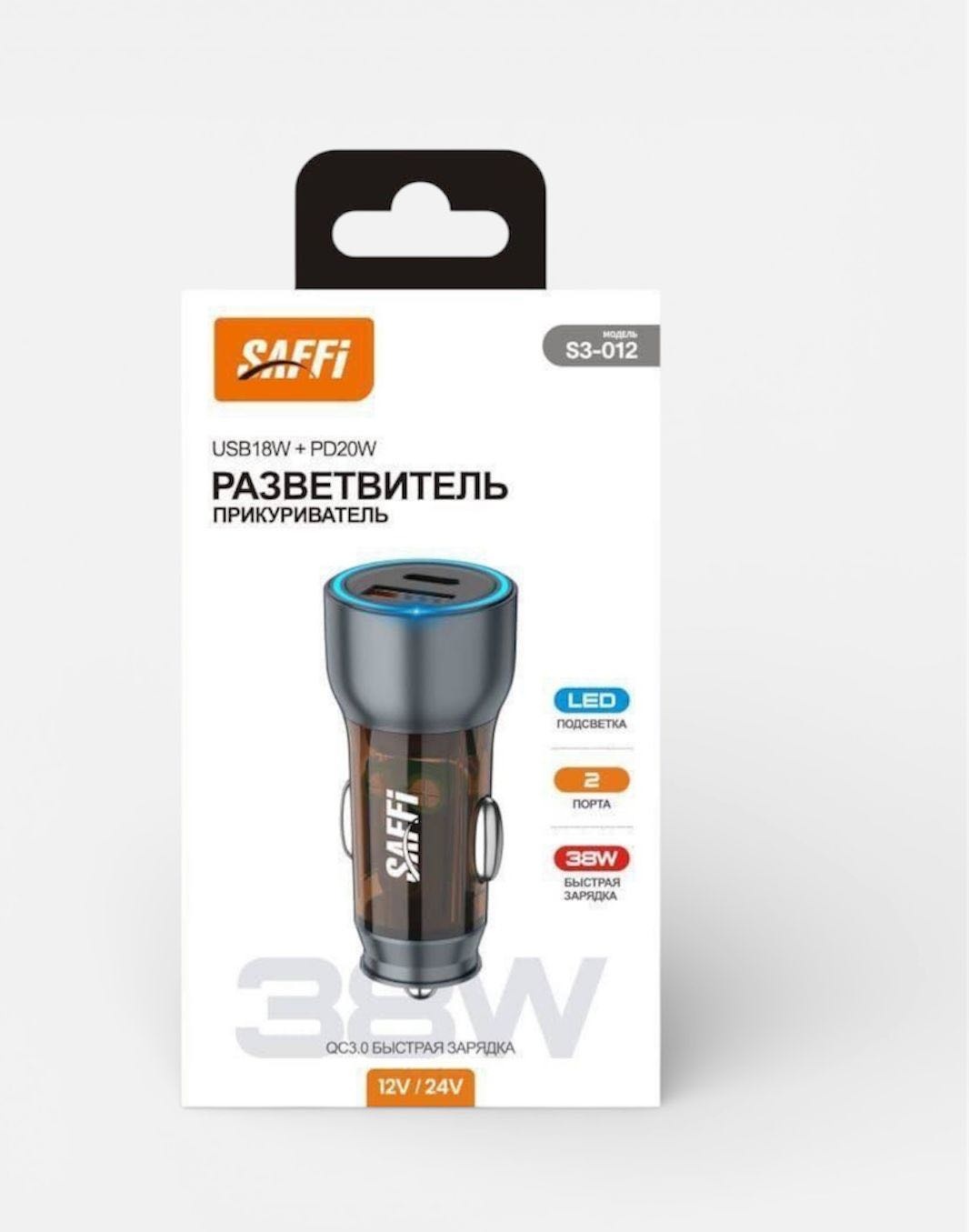 Зарядное устройство SAFFI S3-012 USB Type-C, USB 48 Вт черный
