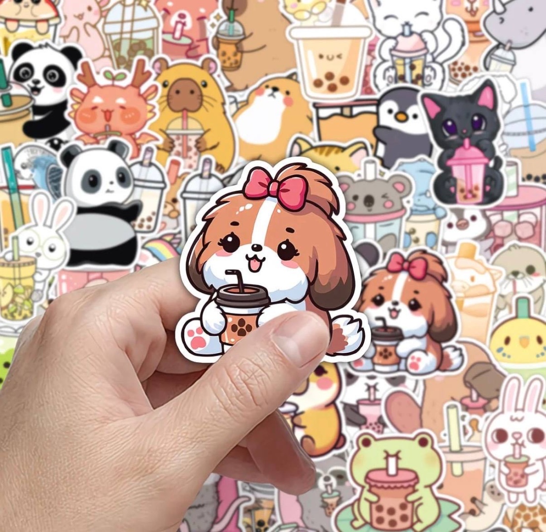 Наклейки Набор Animal Bubble tea 50
