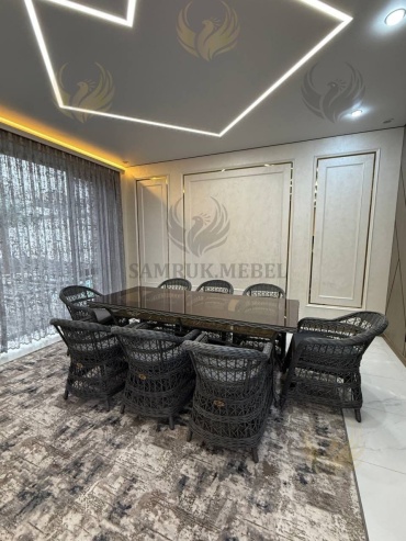 Комплект Samruk Mebel 9 в 1, кол-во персон: 8, металл, искусственный ротанг