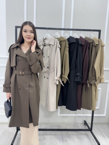 Тренчкот ZEIN collection коричневый, мультиколор
