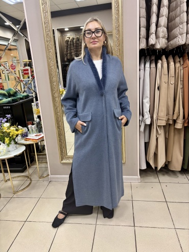 Пальто Europa Furs синий, голубой