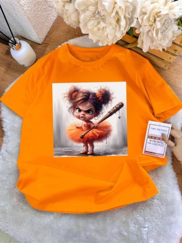 Футболка Девочка с битой Girl TMH_TREND.KZ  TMH_TREND.KZ оранжевый